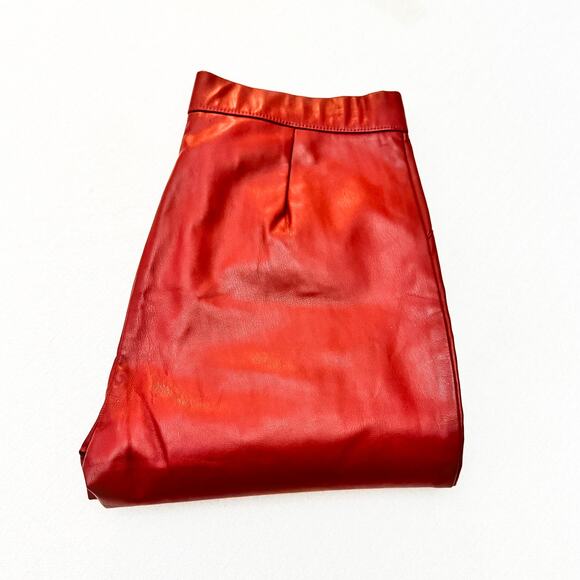 Zara Mid-rise Legging Red Skinny Faux Leather Side Zip Hot Pants Size Medium NWT - Picture 1 of 9